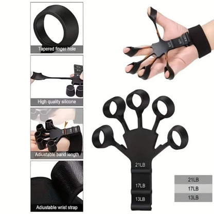 5-Finger Silicone Hand Grip Strengthener Wrist & Finger Exerciser Hand Therapy Trainer