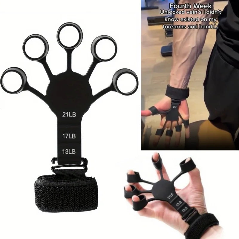 5-Finger Silicone Hand Grip Strengthener Wrist & Finger Exerciser Hand Therapy Trainer