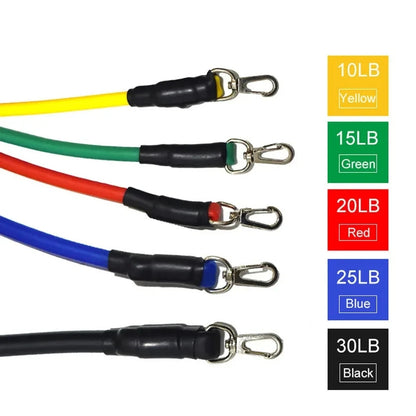 11 Piece Resistance Bands Set Natural Latex Workout Exercise Tubes Kit