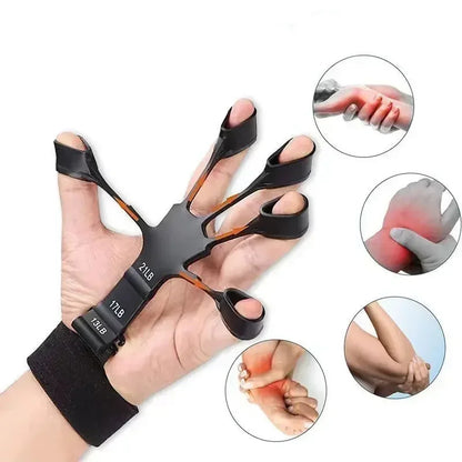 5-Finger Silicone Hand Grip Strengthener Wrist & Finger Exerciser Hand Therapy Trainer