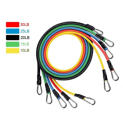11 Piece Resistance Bands Set Natural Latex Workout Exercise Tubes Kit