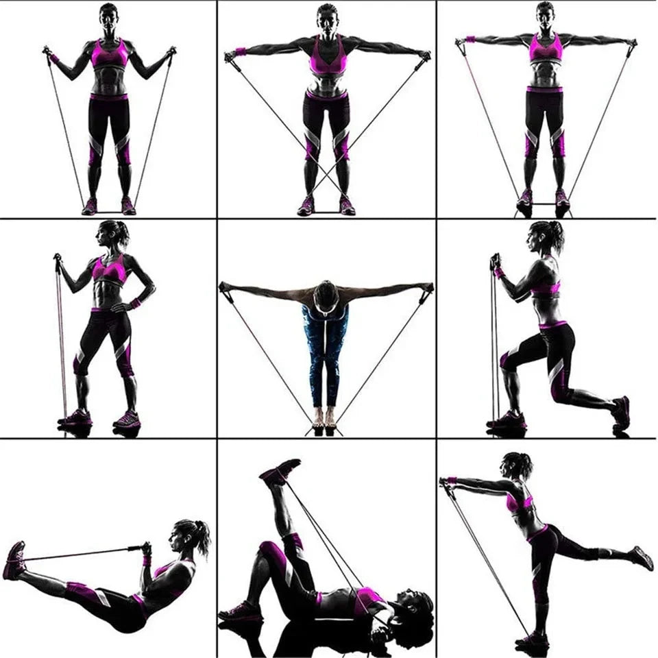 11 Piece Resistance Bands Set Natural Latex Workout Exercise Tubes Kit