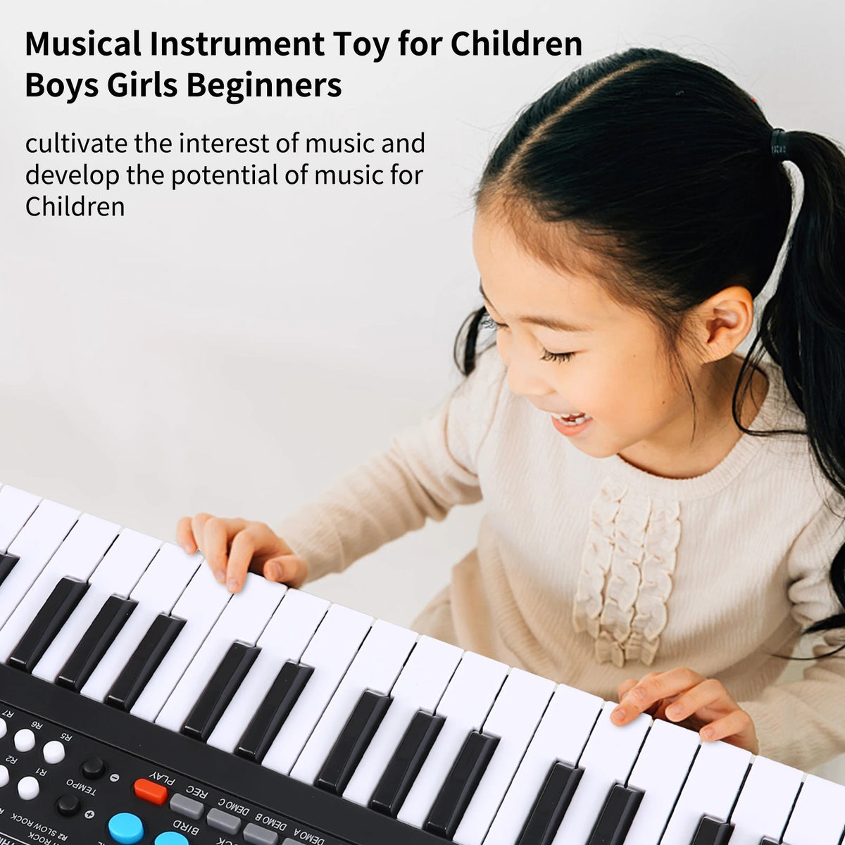 BIGFUN 37 Keys Electronic Keyboard Piano with Microphone & USB – Kids Musical Keyboard Black