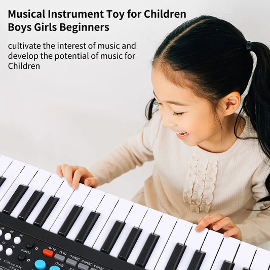 BIGFUN 37 Keys Electronic Keyboard Piano with Microphone & USB – Kids Musical Keyboard Black