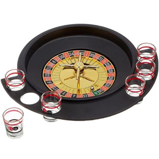 6 Glasses black roulette shot glass game set