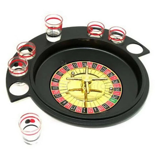 6 Glasses black roulette shot glass game set