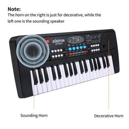 BIGFUN 37 Keys Electronic Keyboard Piano with Microphone & USB – Kids Musical Keyboard Black