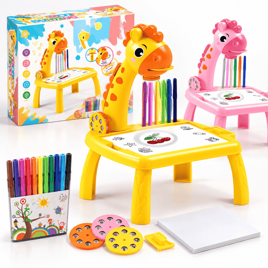 Giraffe Projection Drawing Table for Kids Painting Projector Toy with 12 Color Pens
