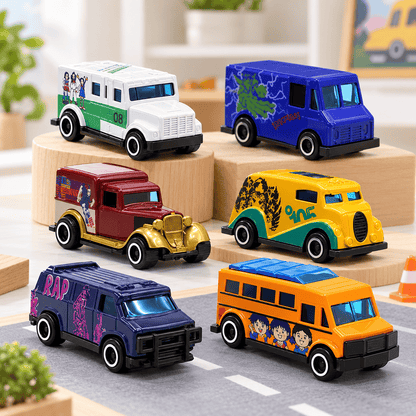 6 Pcs Alloy Die Cast Vehicle Set for Kids – Mini Cars, Bus & Van Toy Pack