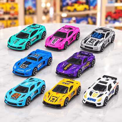 8 Pcs Metal Racing Car Set for Kids – Die Cast Mini Sports Cars Toy Pack