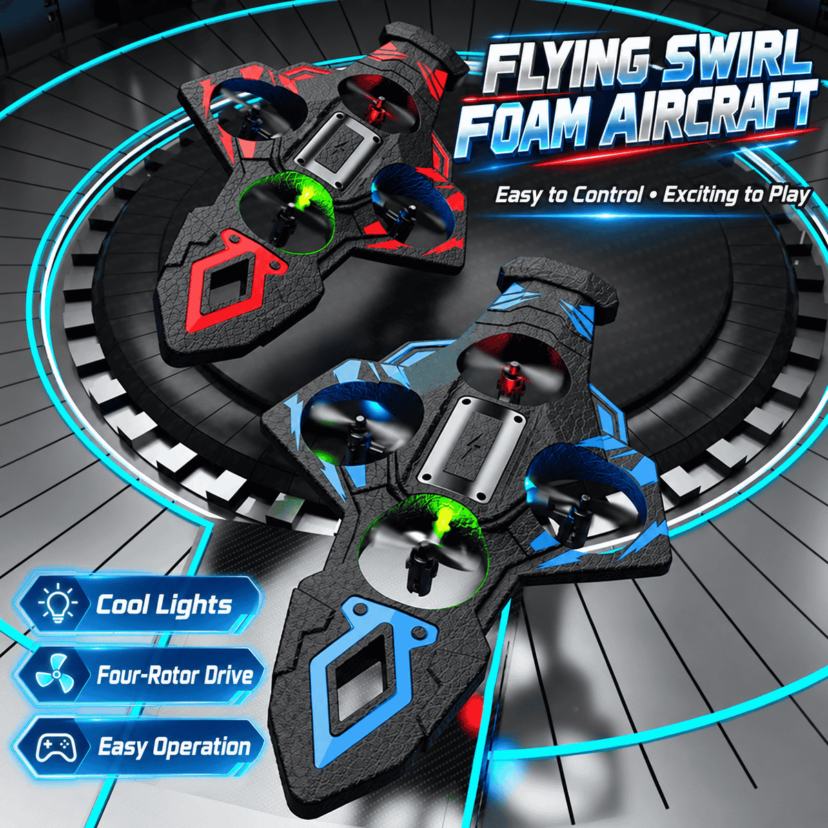 Sword Style RC Flying Foam Aircraft Drone with LED Lights & 2.4GHz Remote Control
