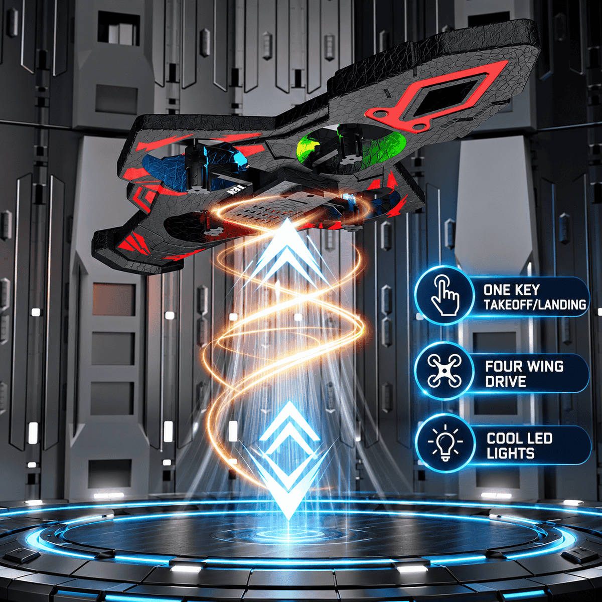 Sword Style RC Flying Foam Aircraft Drone with LED Lights & 2.4GHz Remote Control