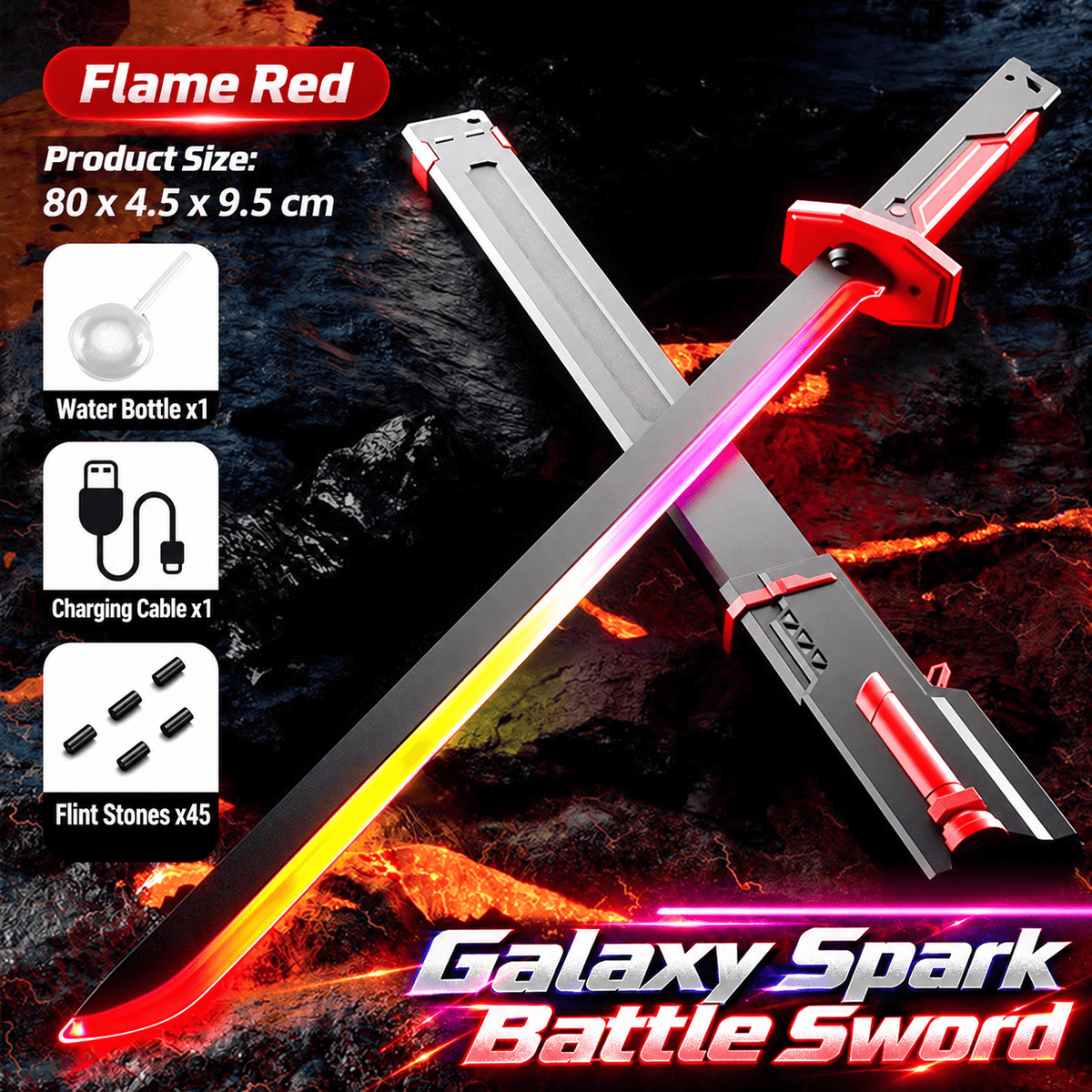 Galaxy Spark Battle Sword Toy with RGB Lights, Sound, Mist & Spark Effects