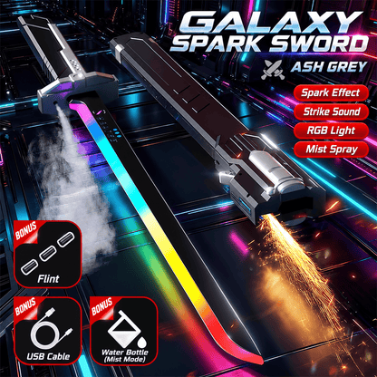 Galaxy Spark Battle Sword Toy with RGB Lights, Sound, Mist & Spark Effects