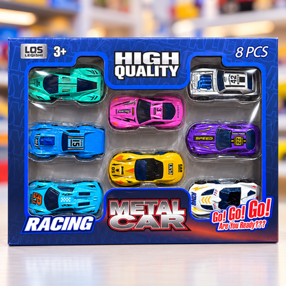 8 Pcs Metal Racing Car Set for Kids – Die Cast Mini Sports Cars Toy Pack