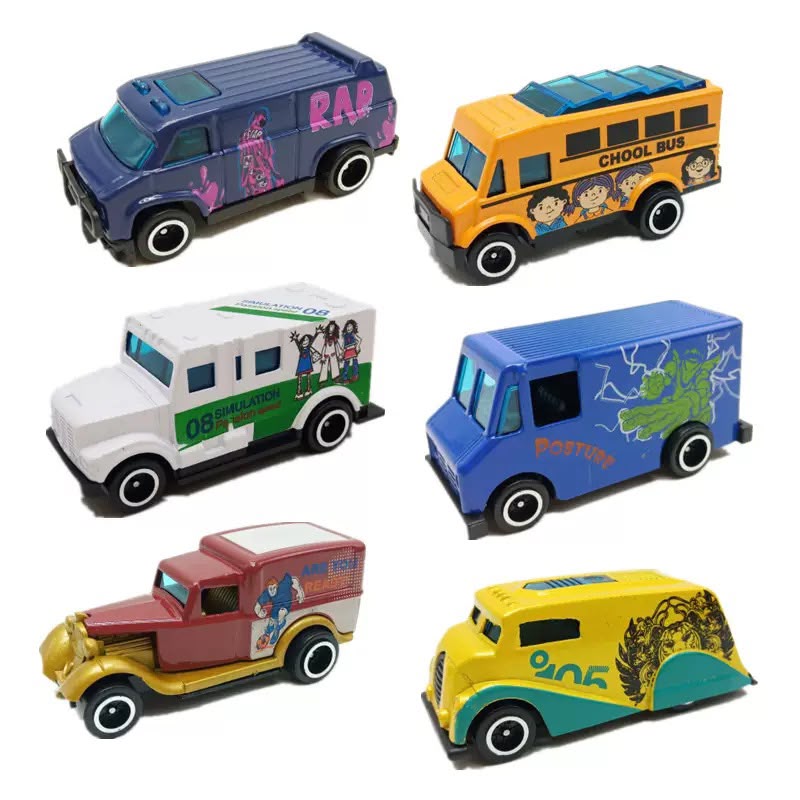 6 Pcs Alloy Die Cast Vehicle Set for Kids – Mini Cars, Bus & Van Toy Pack