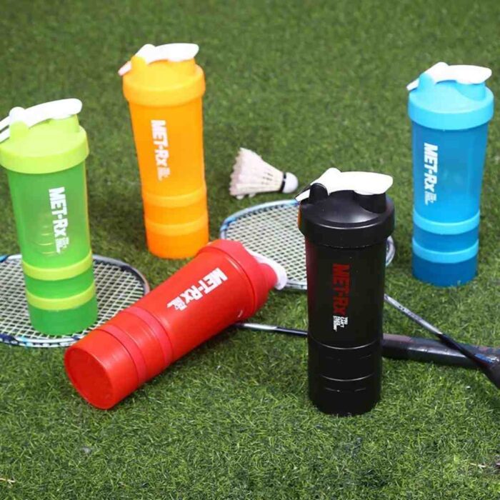 MET-Rx Classic Protein Shaker Bottles for Sports, 3 in 1 lock